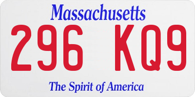 MA license plate 296KQ9