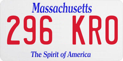 MA license plate 296KR0