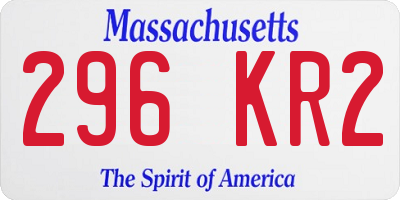 MA license plate 296KR2