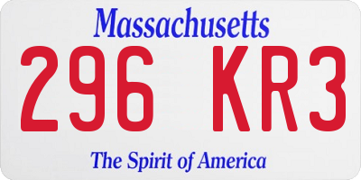 MA license plate 296KR3