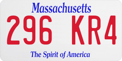 MA license plate 296KR4
