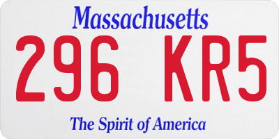 MA license plate 296KR5