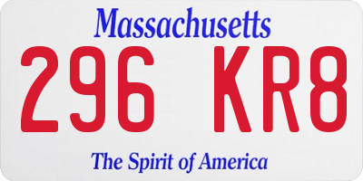 MA license plate 296KR8