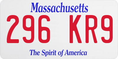 MA license plate 296KR9