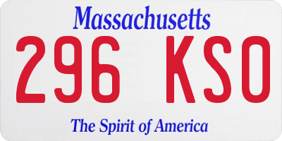 MA license plate 296KS0