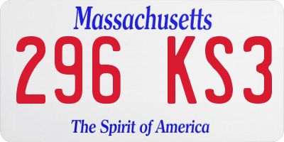 MA license plate 296KS3