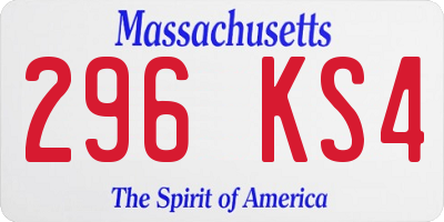 MA license plate 296KS4
