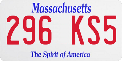 MA license plate 296KS5