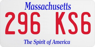 MA license plate 296KS6