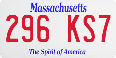MA license plate 296KS7