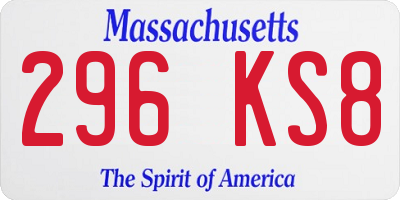 MA license plate 296KS8