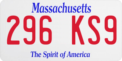 MA license plate 296KS9
