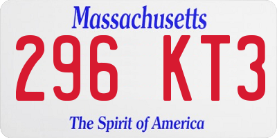 MA license plate 296KT3