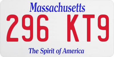 MA license plate 296KT9