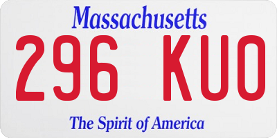 MA license plate 296KU0