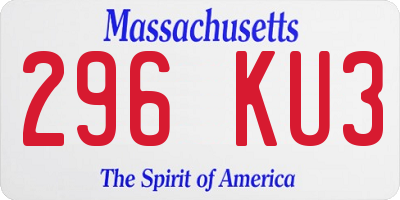 MA license plate 296KU3