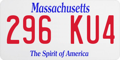 MA license plate 296KU4