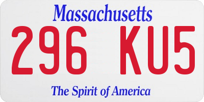 MA license plate 296KU5