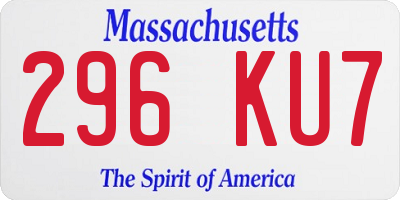 MA license plate 296KU7