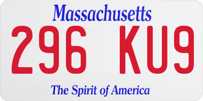 MA license plate 296KU9