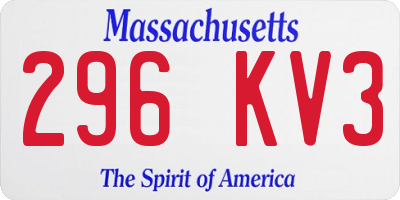 MA license plate 296KV3