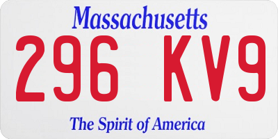 MA license plate 296KV9