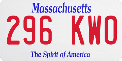MA license plate 296KW0