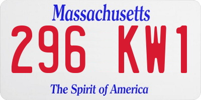 MA license plate 296KW1
