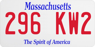 MA license plate 296KW2