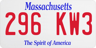 MA license plate 296KW3