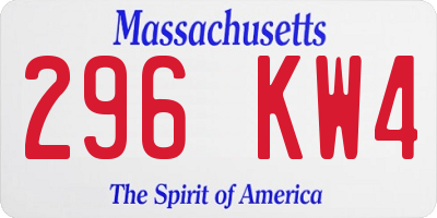 MA license plate 296KW4