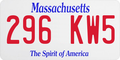 MA license plate 296KW5