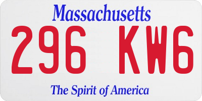 MA license plate 296KW6