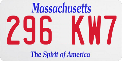 MA license plate 296KW7
