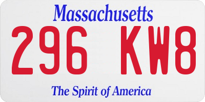 MA license plate 296KW8