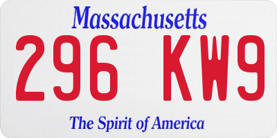 MA license plate 296KW9