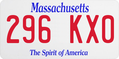 MA license plate 296KX0