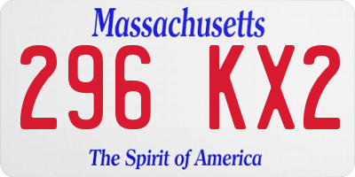 MA license plate 296KX2