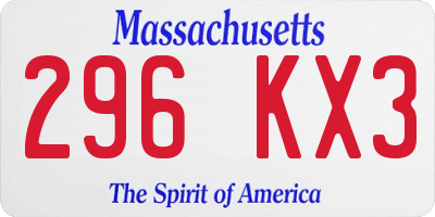 MA license plate 296KX3