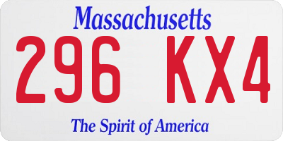 MA license plate 296KX4