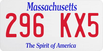 MA license plate 296KX5