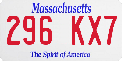 MA license plate 296KX7