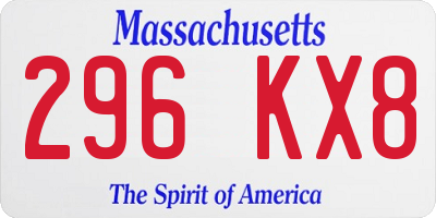 MA license plate 296KX8