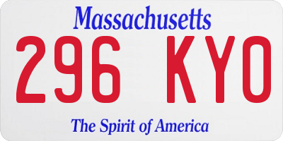 MA license plate 296KY0