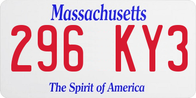 MA license plate 296KY3