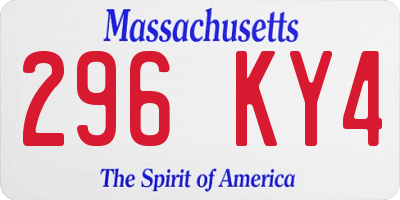 MA license plate 296KY4