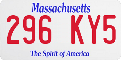 MA license plate 296KY5