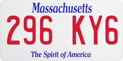 MA license plate 296KY6