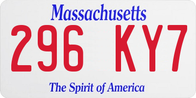 MA license plate 296KY7