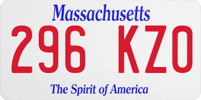 MA license plate 296KZ0